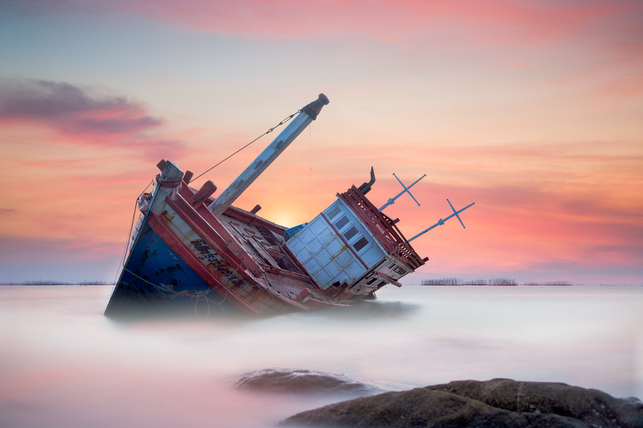 Photograph Fishing boat beached by Anek S on 500px