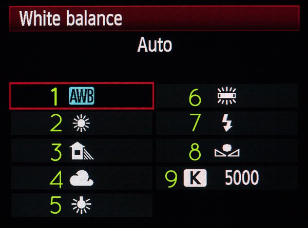 03White Balance Menu