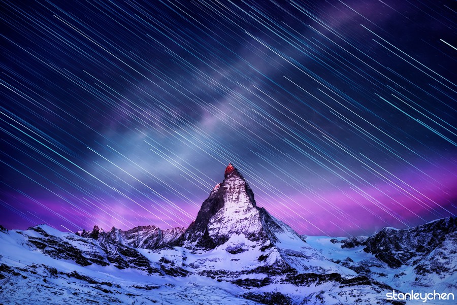 Photograph Startrails Matterhorn by Stanley Chen Xi on 500px