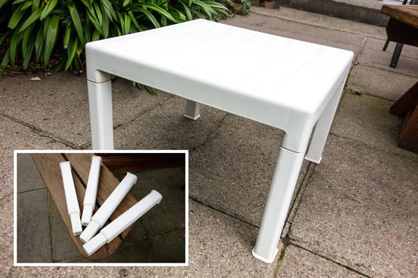 Small white plastic garden table