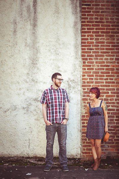 Engaged couple two tones