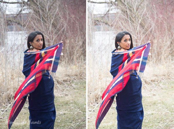 Left is SOOC; Right has Lens Correction and White Balance (Temp/Tint) adjusted