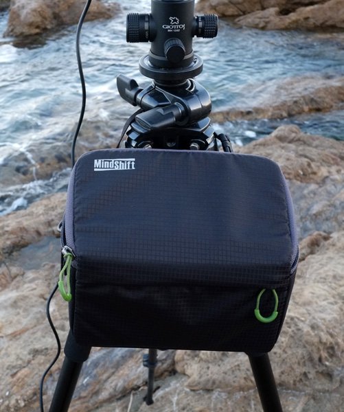 The Filter Hive hanging from my tripod.