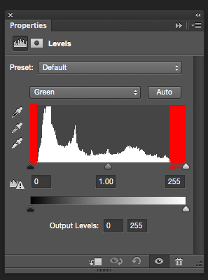Bring the white and black sliders to the point where the graph starts moving upwards