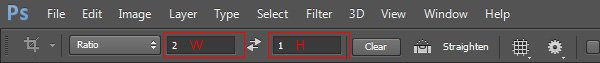 2:1 Ration in Photoshop crop tool