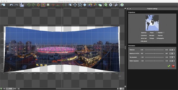Projection function in Autopano Giga