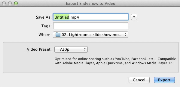 Slideshow module Lightroom