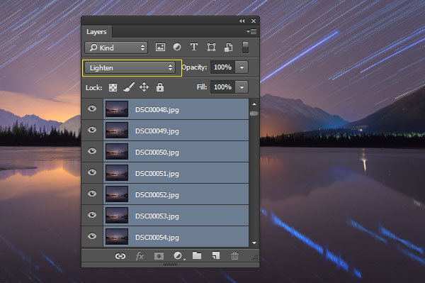 Make Star Trails with the Lighten Blend Mode