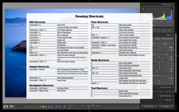 Lightroom shortcuts