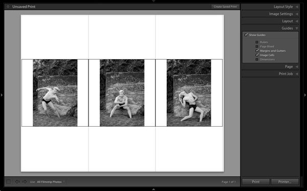 Lightroom print module triptych