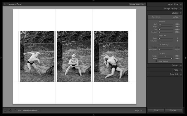 Lightroom print module triptych