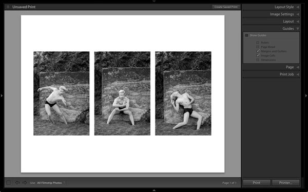 Lightroom print module triptych