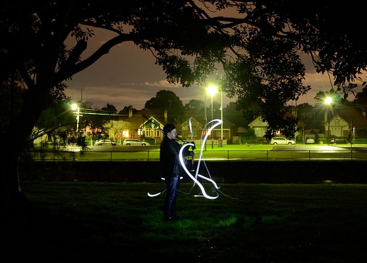 Light painting a portrait outdoors