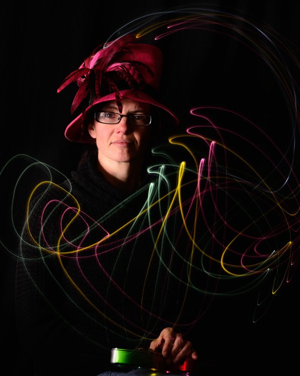 Slow flash sync combined with light painting