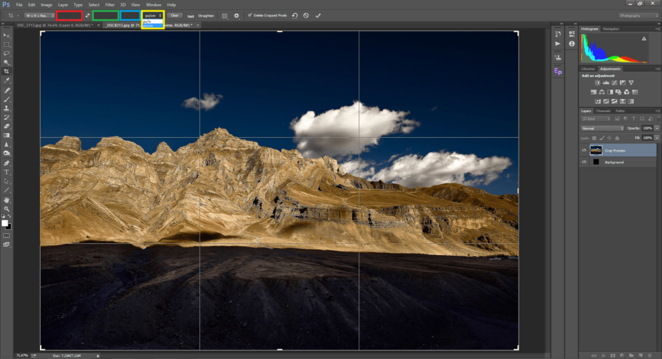 Aspect Ratio Photoshop options