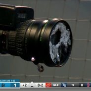 Video: Major League Baseball batter shatters camera lens with a foul ball