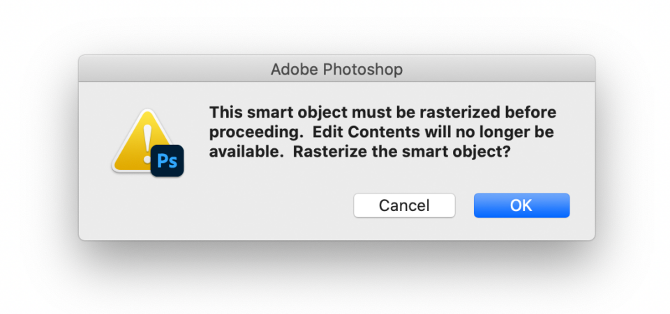Rasterize Smart Object Photoshop