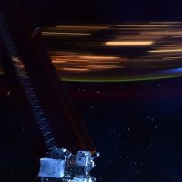 This photograph illustrates how quickly the International Space Station orbits Earth